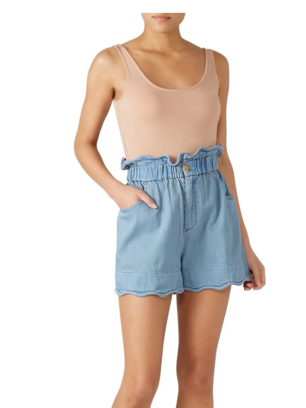 Sea New York Wavy Hem Denim Shorts Size 2